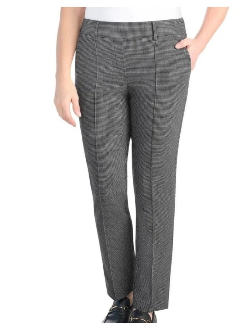 Hilary Radley Women's M Houndstooth Pants Black & White Tummy control